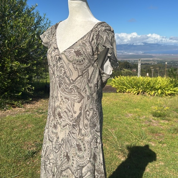 Y2K 90’s Jones New York Gray Paisley Silk Maxi Dress 14 - Picture 3 of 8